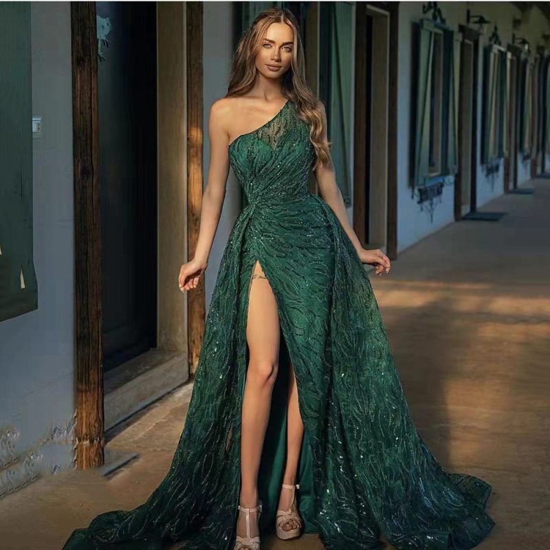Spring Summer Off Shoulder Sequin Maxi Evening Dress