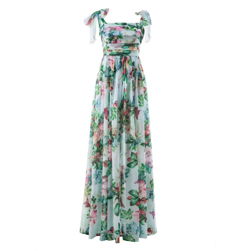 Women’s Flowy Rose Print Pleated Summer Strap Dress - Image 3