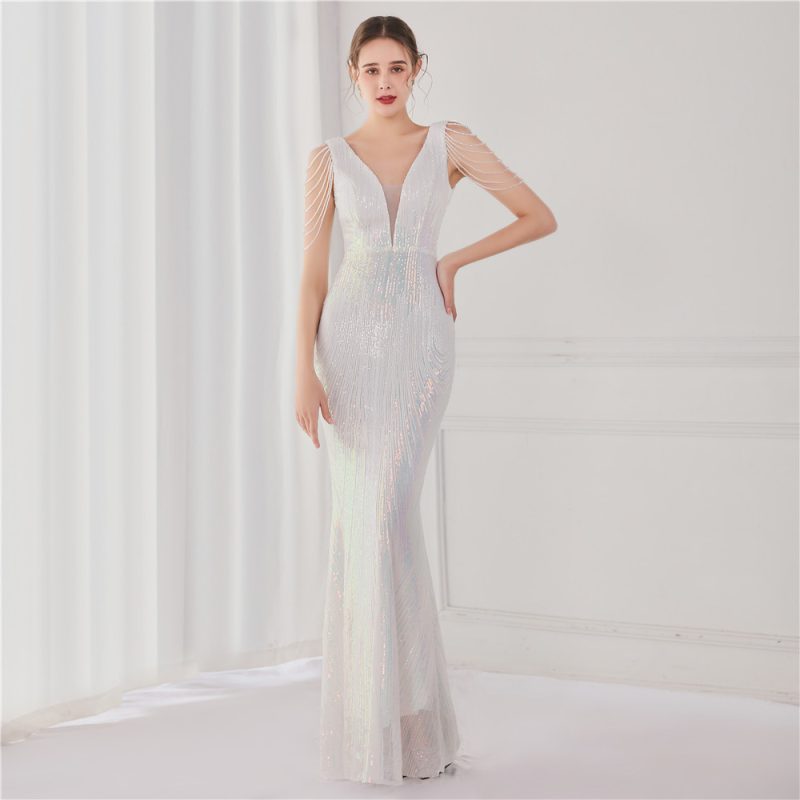 Women’s Formal Sequined Fishtail Party Evening Dress - Image 4