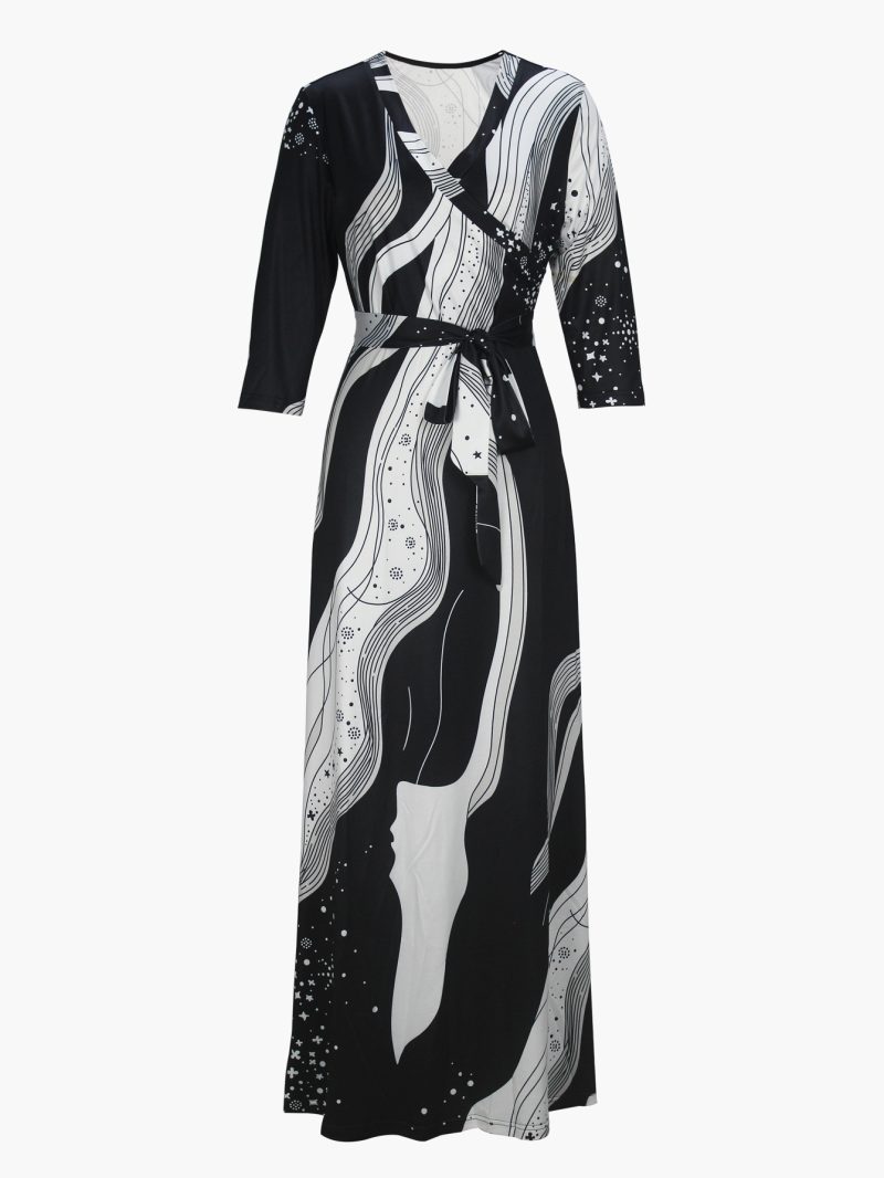 Elegant V Neck Half Sleeve Casual Maxi Dress - Image 4