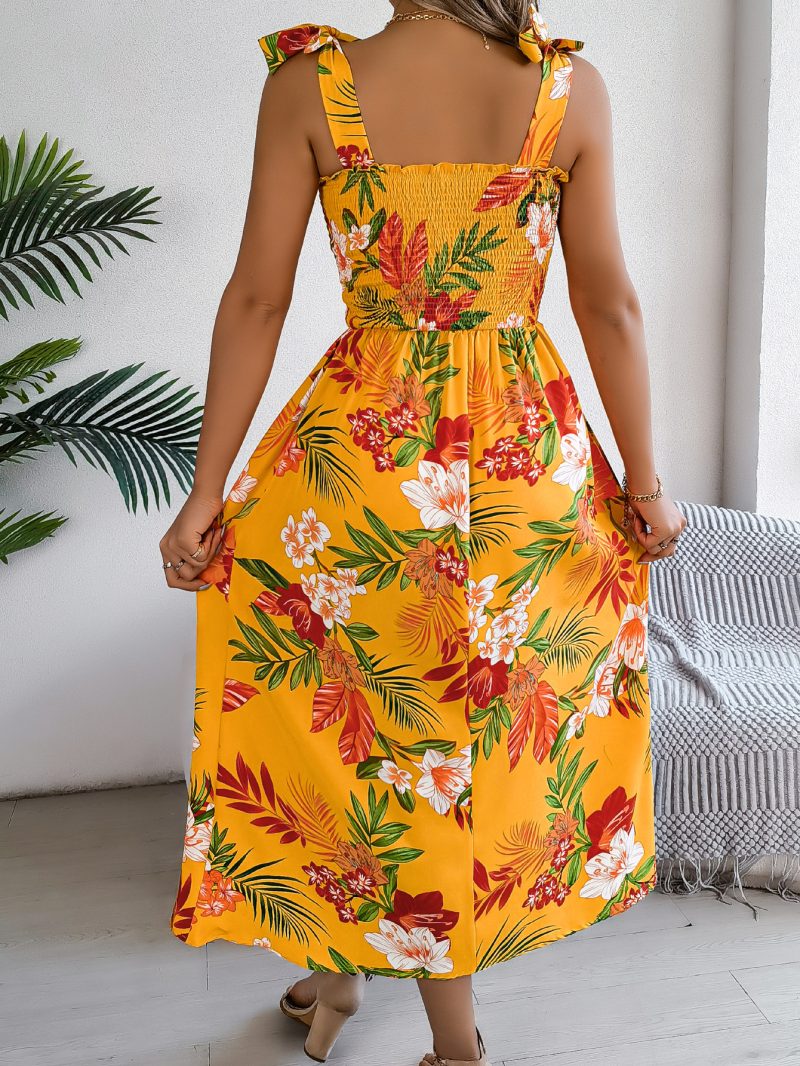 Spring Summer Lace Up Printed Vacation Dress - Image 3
