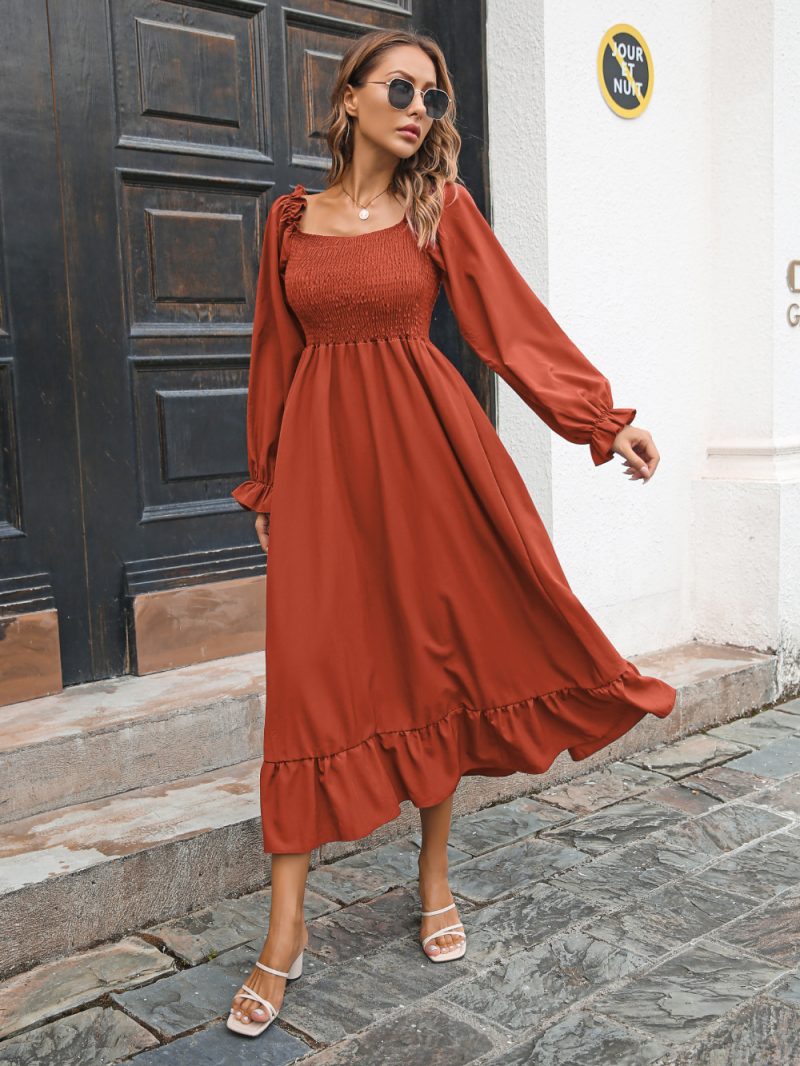 Women’s Large Swing Square Collar Spring Maxi Dress - Image 4