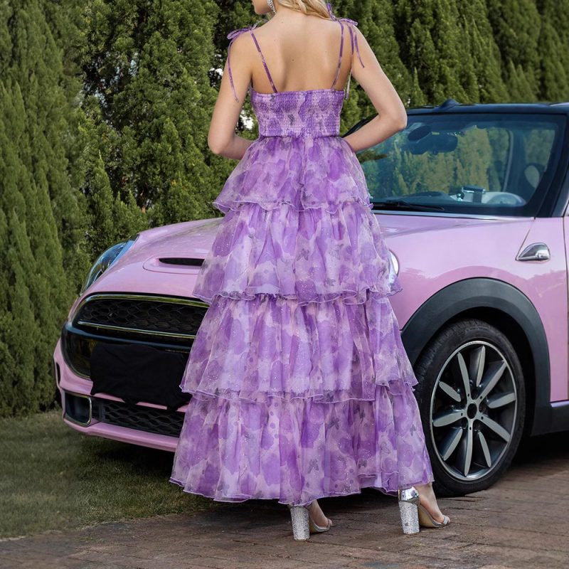 Summer Mesh Spaghetti Strap Ruffle Tiered Dress - Image 3
