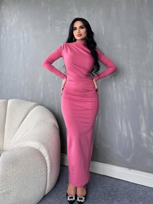 Women’s Autumn Winter Solid Color Long Sleeve Dress