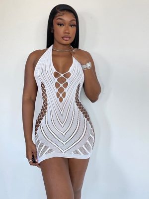 Women’s Spring Summer Halter Backless Hip Dress