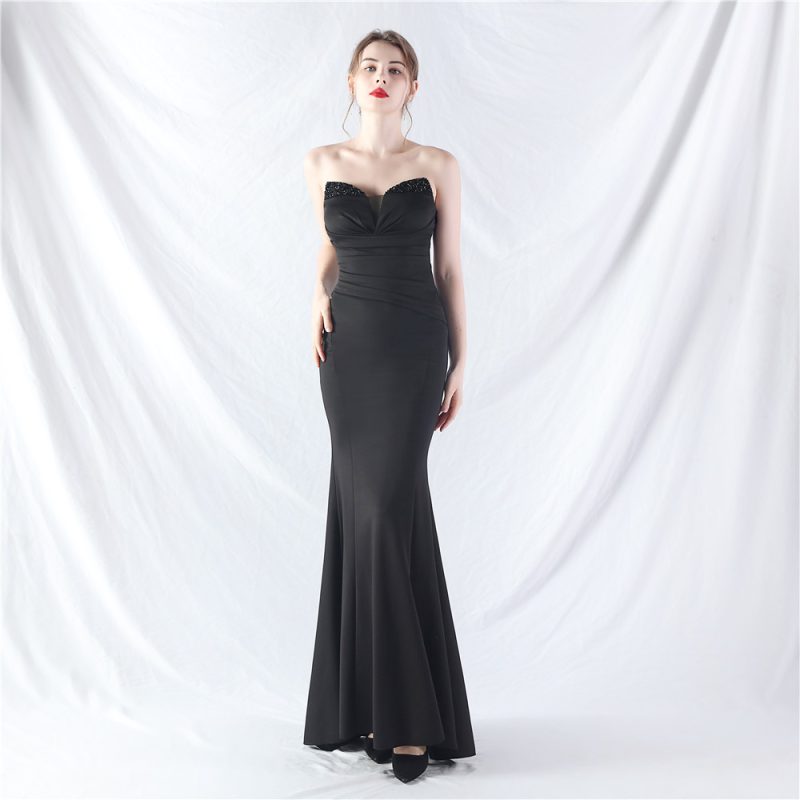 Women’s Satin Dress with Heavy Beaded Detailing - Image 4