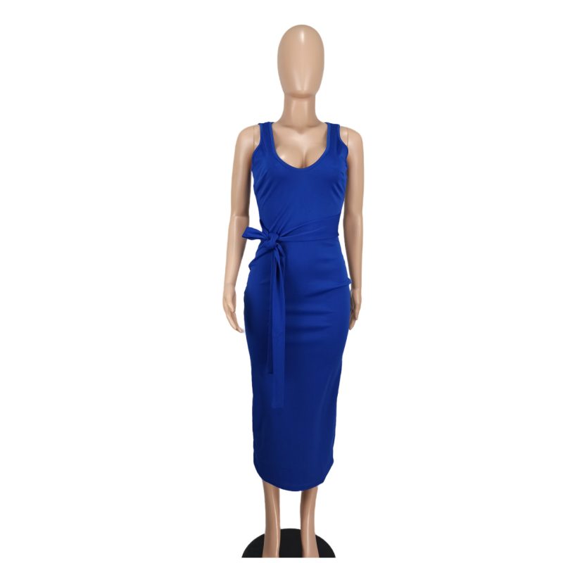 Women’s V Neck Solid Color Maxi Dress - Image 4