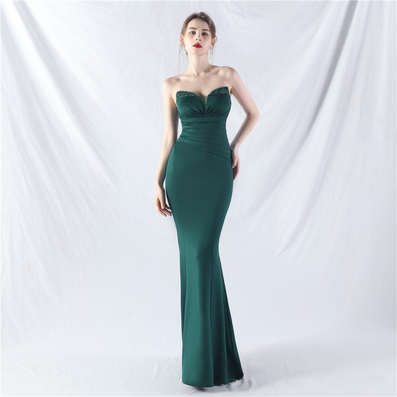 Women’s Satin Dress with Heavy Beaded Detailing