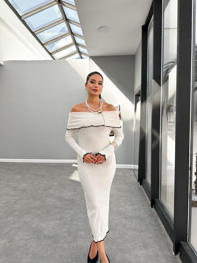 Autumn Winter Off-Shoulder Long Sleeve Slim Dress - Image 3