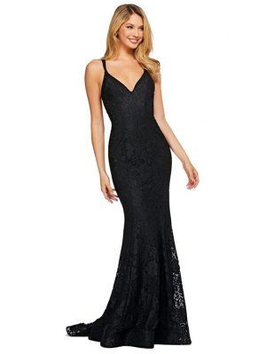 Elegant Women’s Black Lace Office Evening Dress