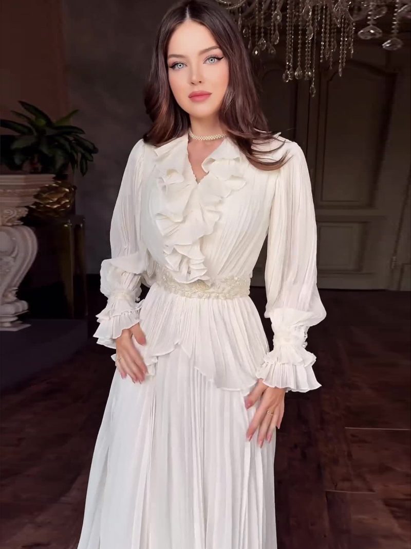 Fall Retro Long Sleeve High Waist Slim Dress - Image 3