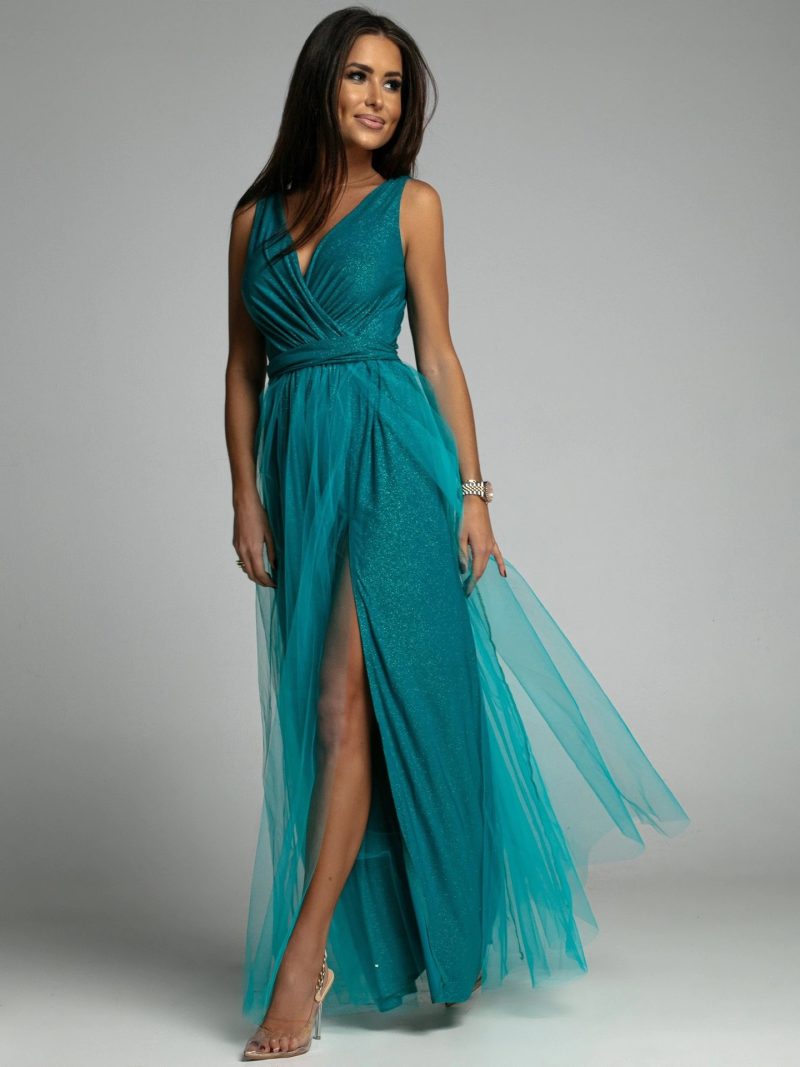 V-Neck Slimming Split Waist Maxi Dress - Image 4