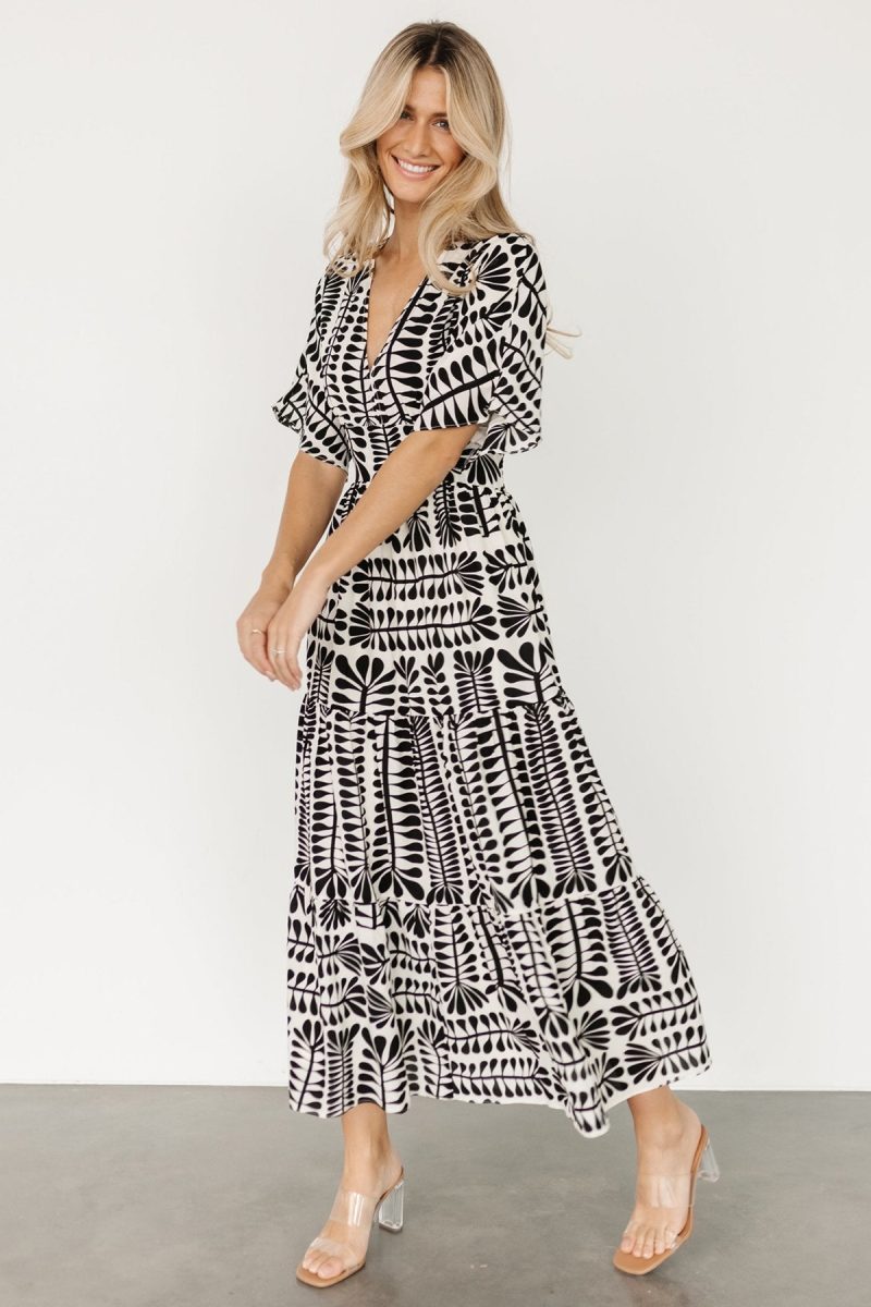 Bohemian Striped High Waist Short Sleeve Dress - Image 2