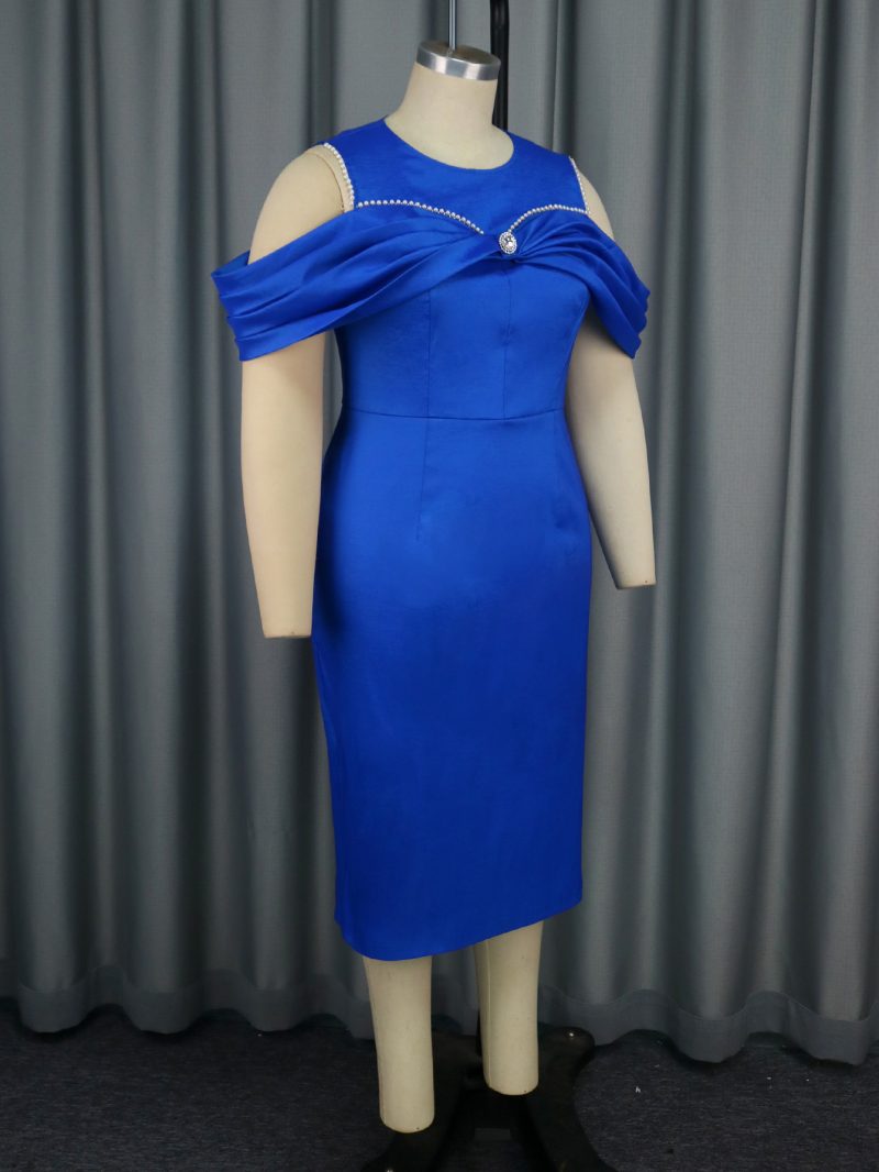 Round Neck Off-Shoulder Elegant Cocktail Dress - Image 3