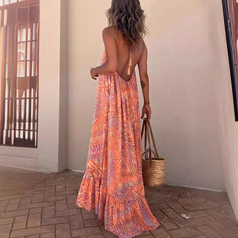 Summer Casual Printed Sling Swing Dress for Women - Image 3
