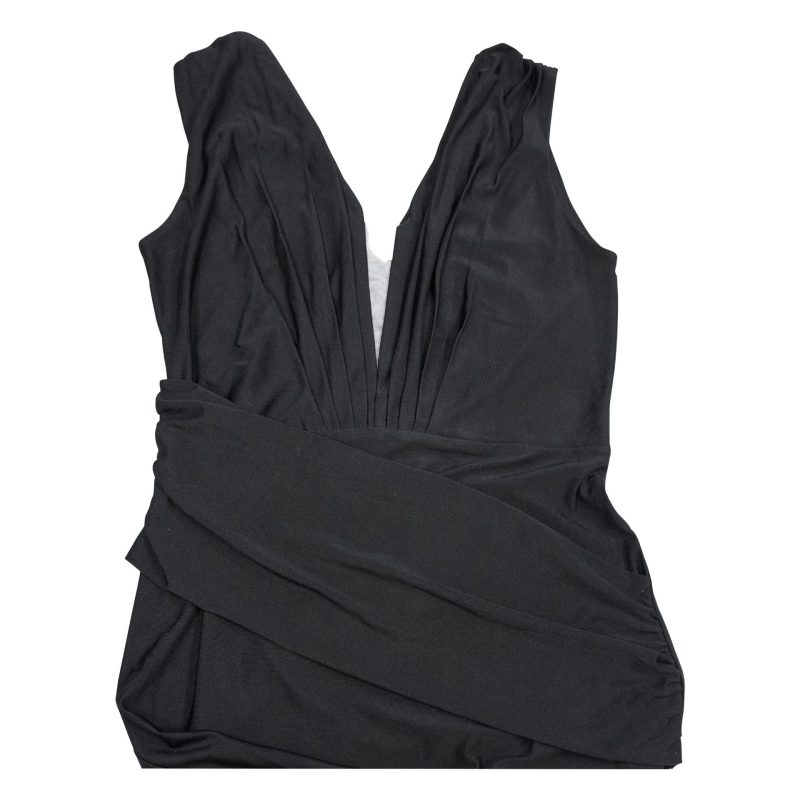 Women’s Solid Color V-Neck Sleeveless Pleated Maxi Dress - Image 3