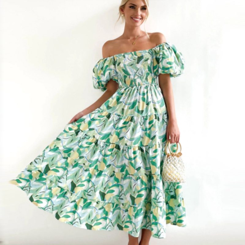 Bohemian Floral Off Shoulder Vacation Loose Dress - Image 2