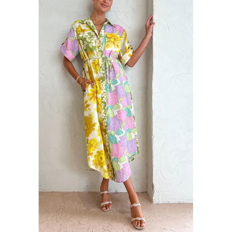 Spring Summer Casual Vacation Dress with Pockets