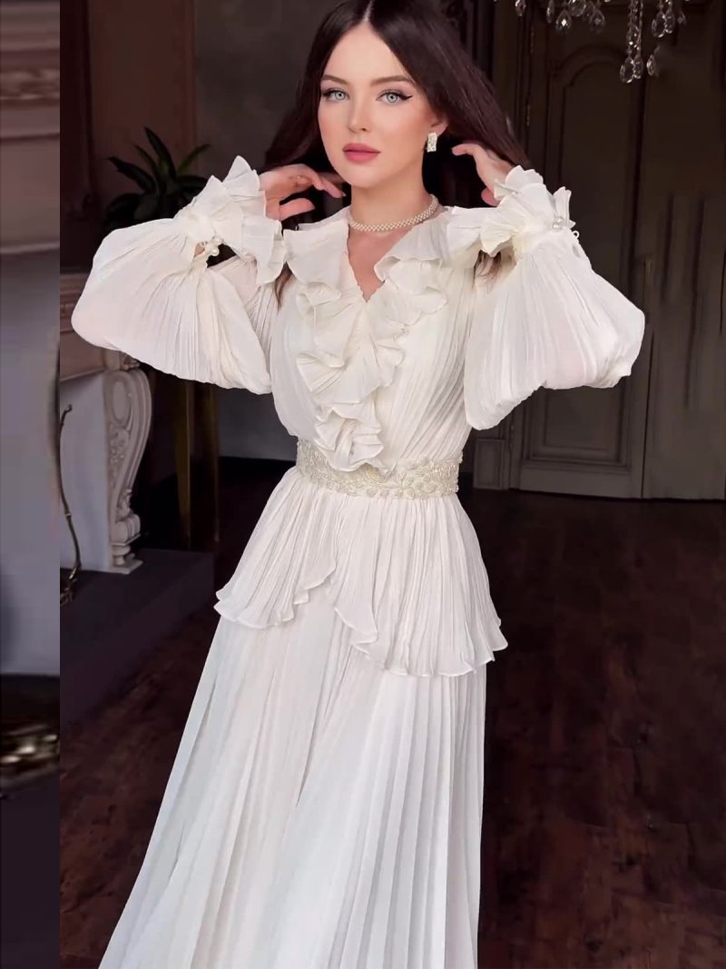 Fall Retro Long Sleeve High Waist Slim Dress - Image 4