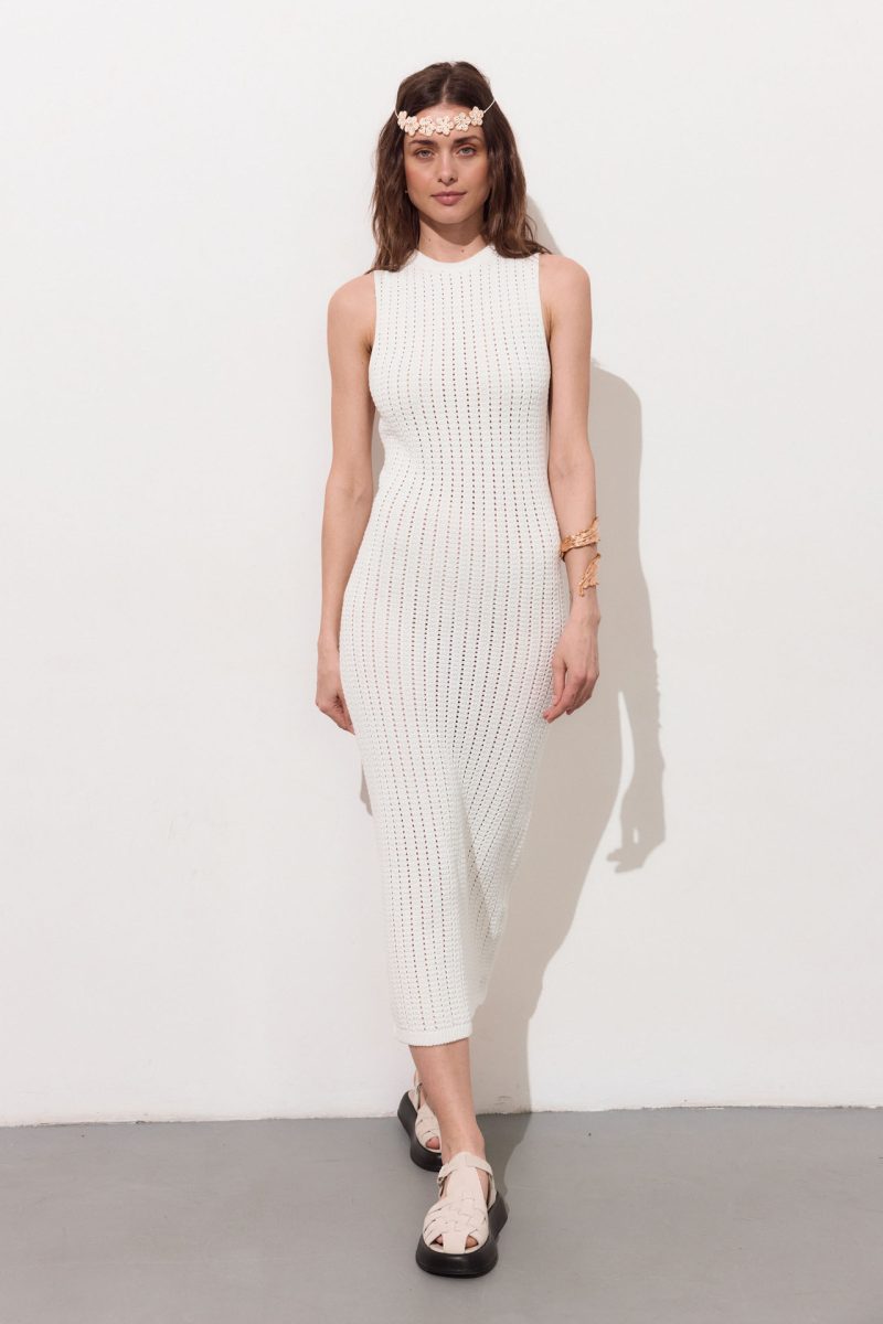 Women’s Beach Holiday Knitted Cutout Tight Dress - Image 4
