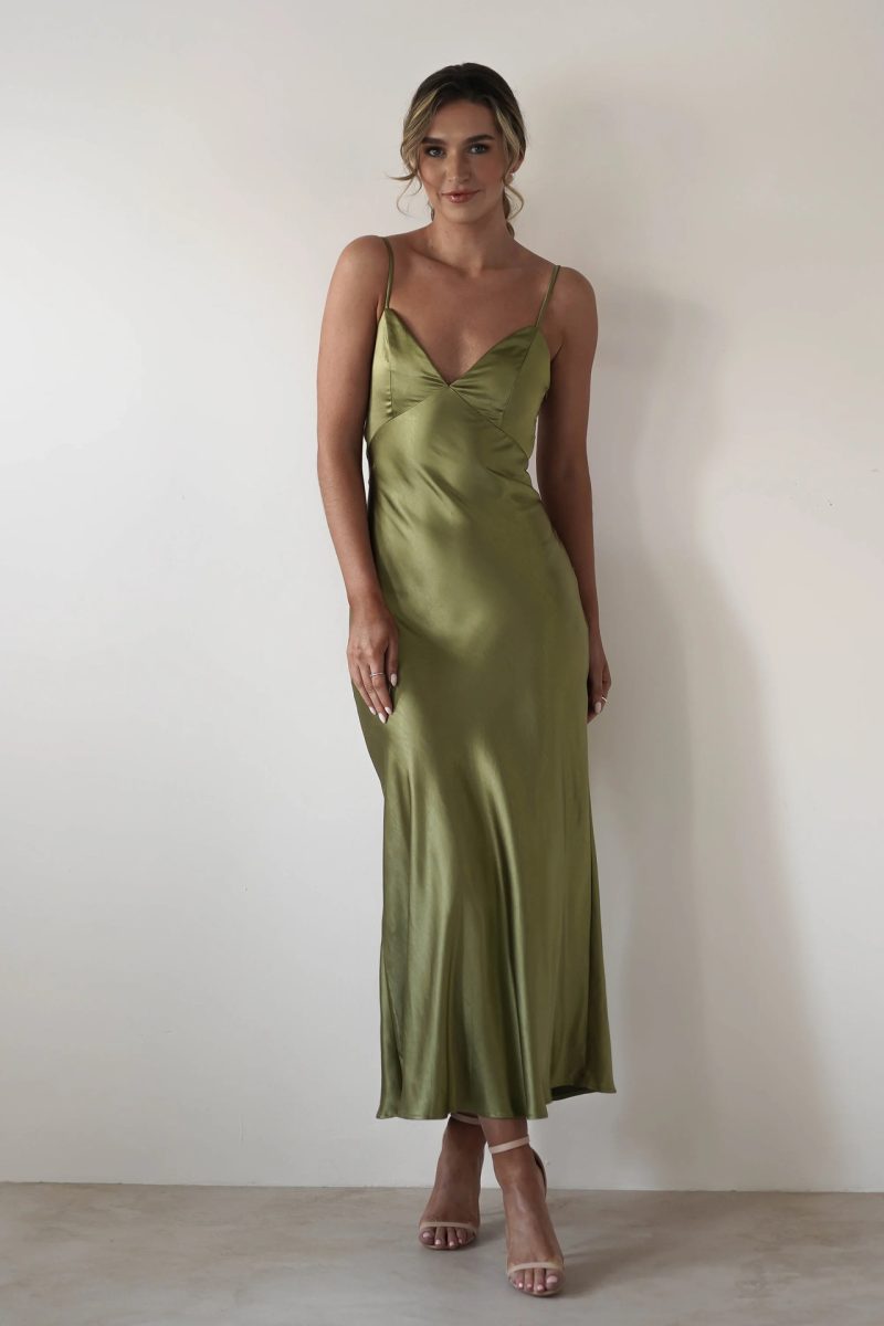 Satin Sling Dress with Lace-Up Waist - Image 3