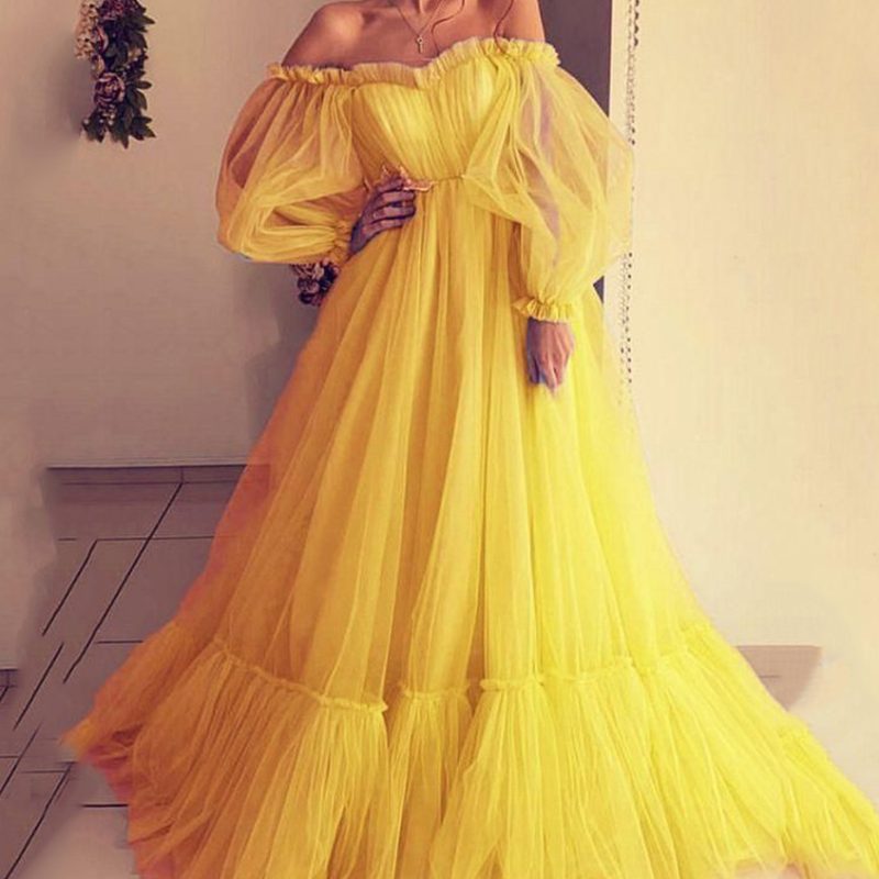 Elegant Mesh Tube Top Swing Evening Wedding Dress - Image 3