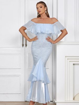 Tube Top Lace Floral Ruffled Stitching Dress