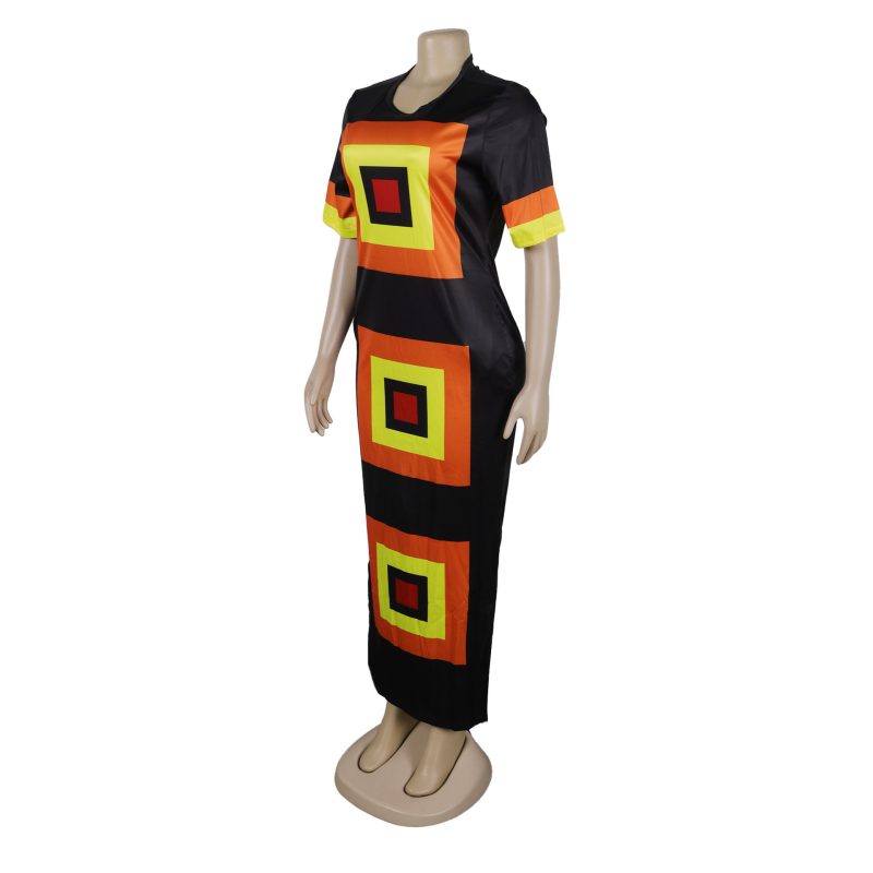 Contrast Color Printed Side Slit Maxi Dress - Image 3