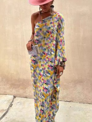 Printed One Shoulder Loose Fit Women Dress