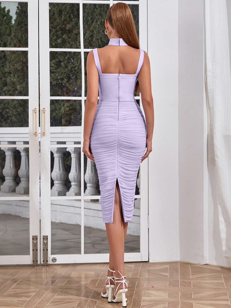 Spring Bandage Dress Stand Collar Cutout Backless - Image 2