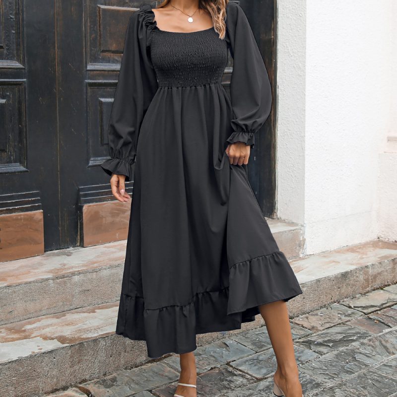 Women’s Large Swing Square Collar Spring Maxi Dress - Image 2