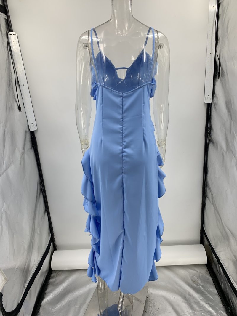 Solid Color Sling Asymmetric Irregular Women’s Dress - Image 3