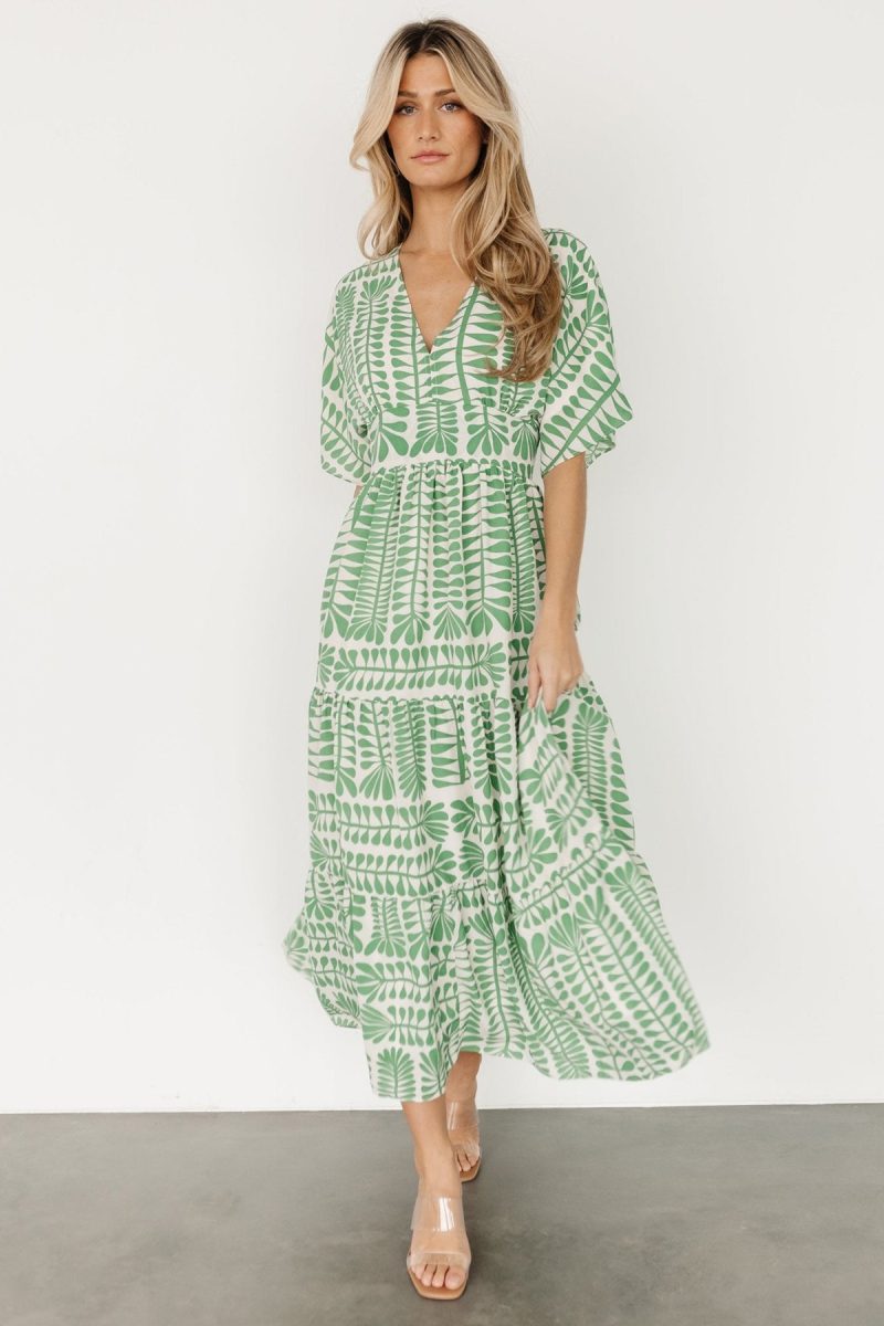 Bohemian Striped High Waist Short Sleeve Dress - Image 3
