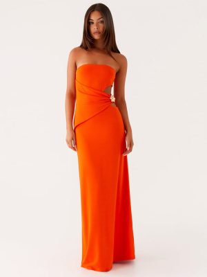Summer Women’s Tube Top Side Cutout Sheath Dress