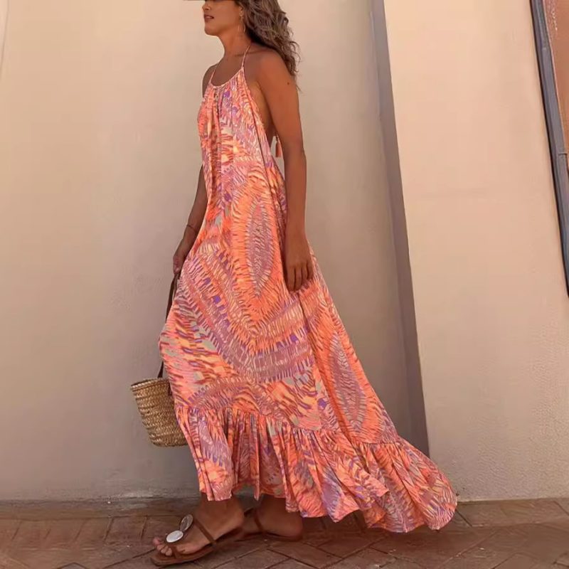 Summer Casual Printed Sling Swing Dress for Women - Image 2