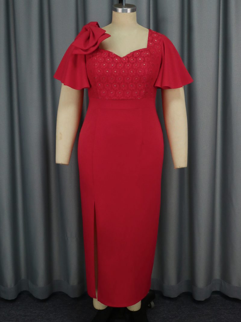 Women’s Ruffled Lace Party Dress with Bow Detail - Image 2