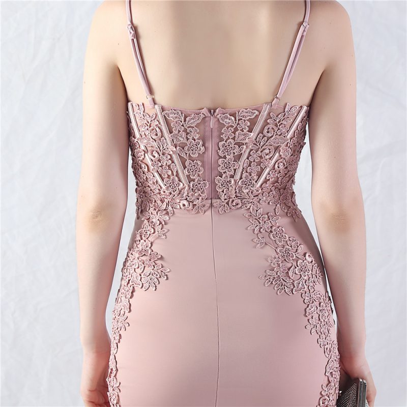 Lace Rhinestone Corset Off Shoulder Evening Dress - Image 3