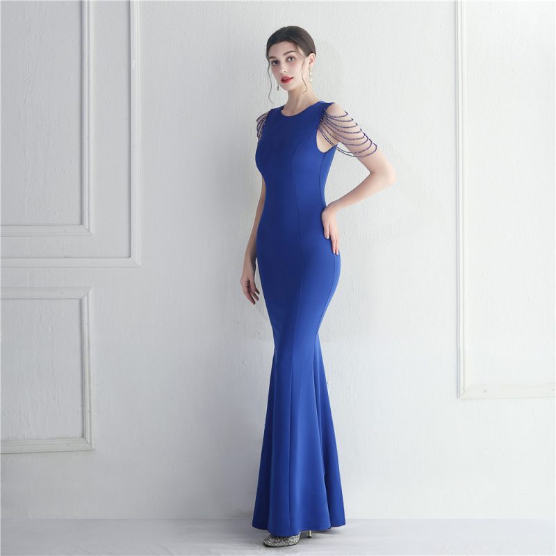 Luxury Beaded Fishtail Gown for Wedding Celebrations - Image 2
