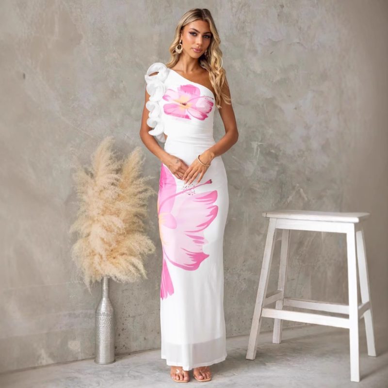 Summer Mesh Shoulder Slim Fit Women’s Dress