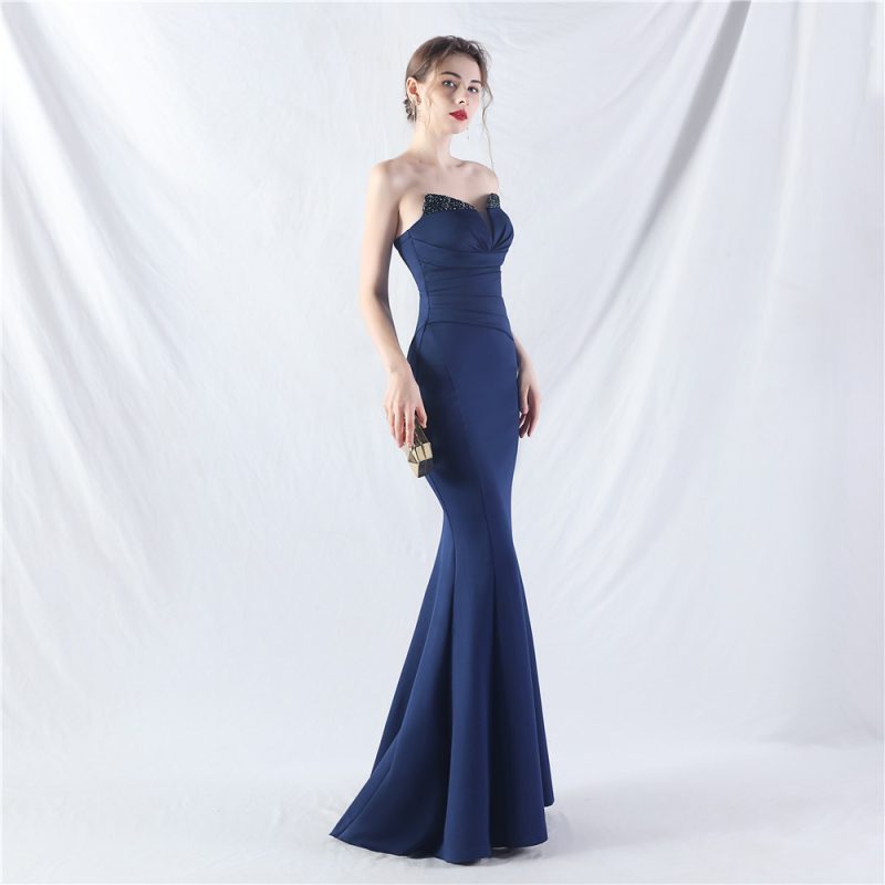 Women’s Satin Dress with Heavy Beaded Detailing - Image 3