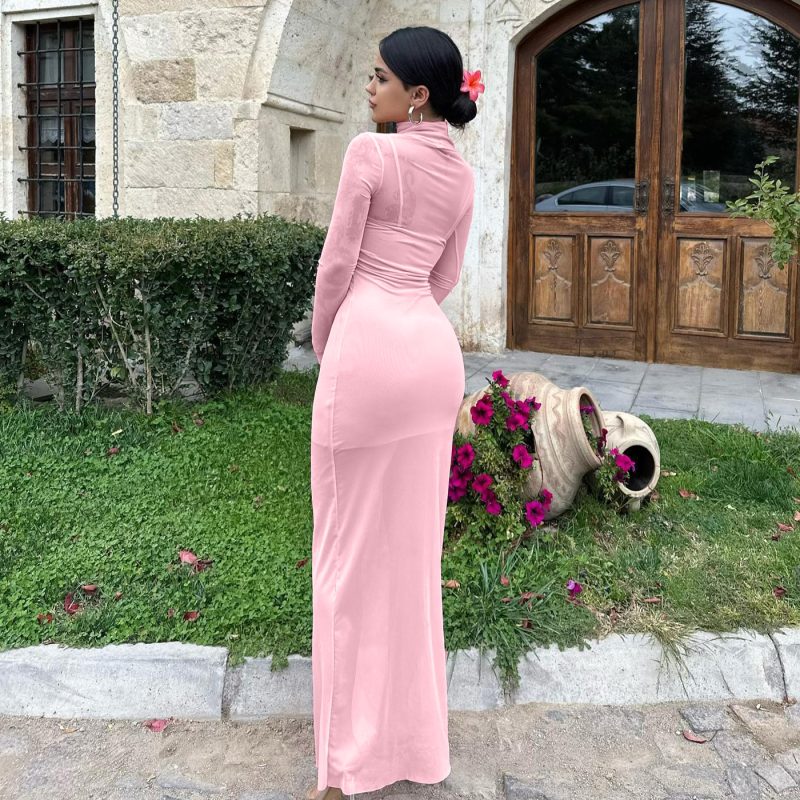 Women’s Summer Sheer Mesh Long Sleeve Dress Set - Image 2