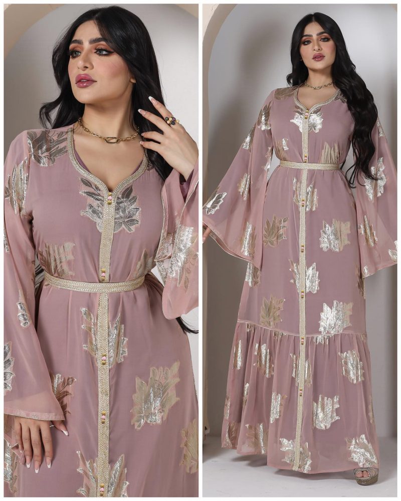 Plus Size Muslim Women’s Bronzing Chiffon Robe - Image 3