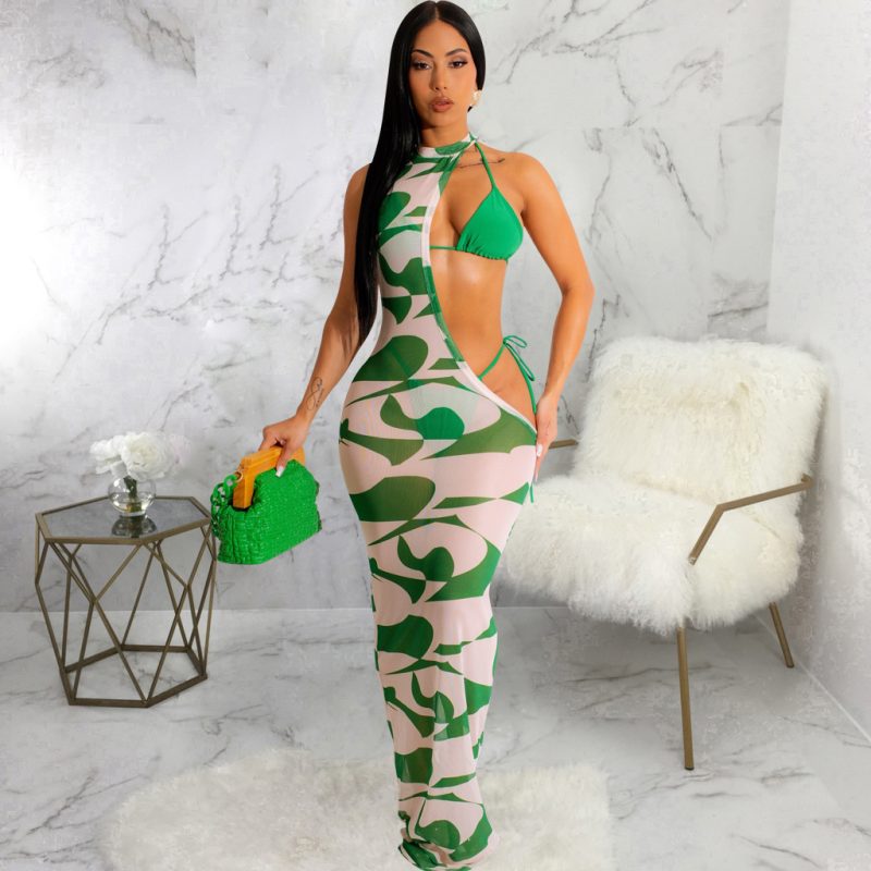 Nightclub Mesh Floral Print Super Stretch Dress