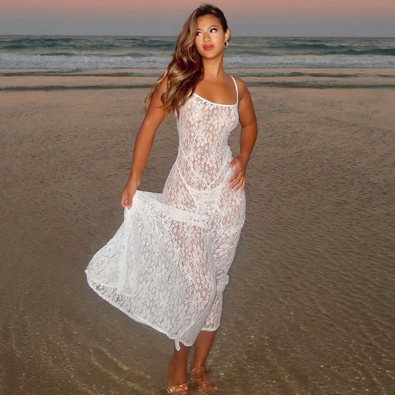 Spring Summer Lace Sling Women Party Dress - Image 3