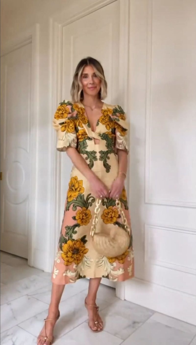 Spring Summer Women’s Loose Linen Printed Vacation Dress - Image 4