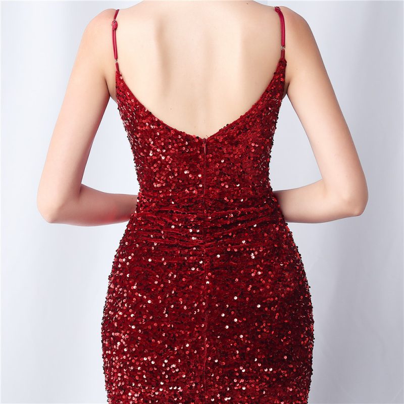 Velvet Sequin Beaded High End Evening Dress - Image 3
