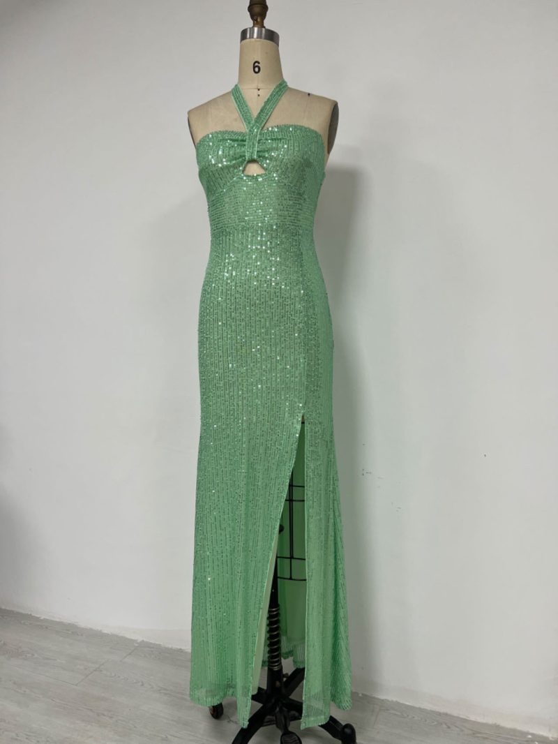 Summer Sequined Halter Slim Fit Evening Dress - Image 4