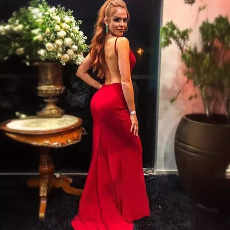 Elegant Strap Fishtail Backless Maxi Dress Women - Image 2