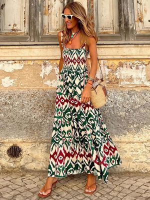 Women’s Elegant Floral Print Cami Maxi Dress
