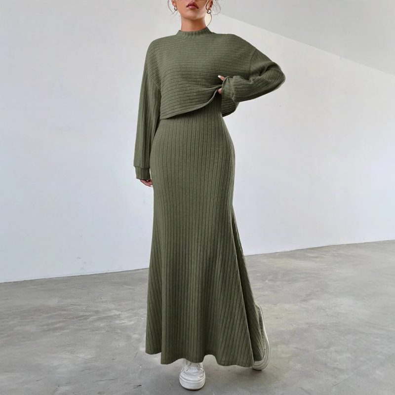Elegant Women’s Winter Long Sleeve Vest Dress